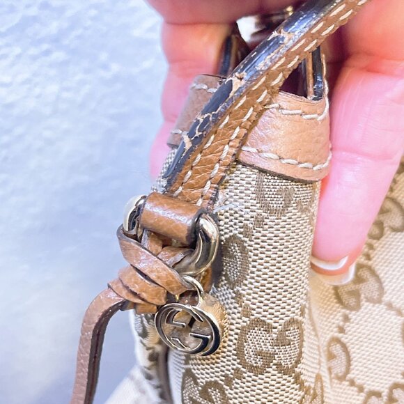 Gucci GG Canvas & Leather Hobo Bag Beige/Brown M - Picture 13 of 14
